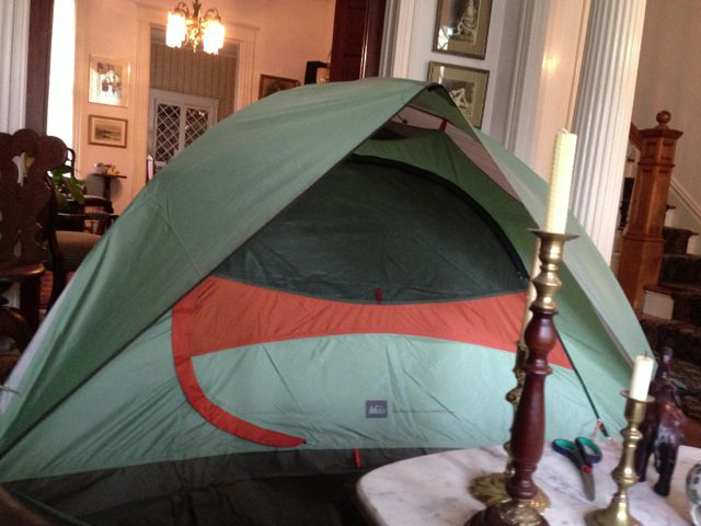 assembled REI camp dome 2 tent