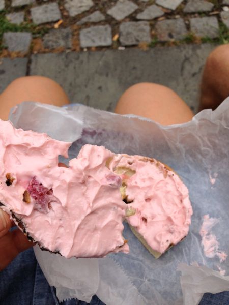 Bergen bagels with strawberry cream cheese