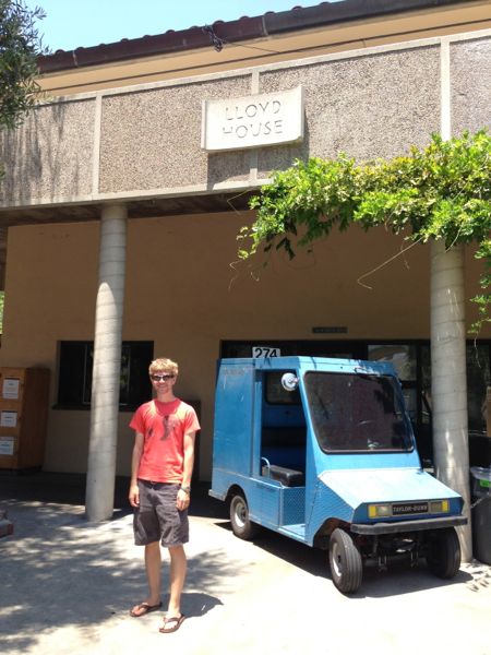 Harrison in front of dorm