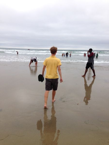 Harrison walking towards water