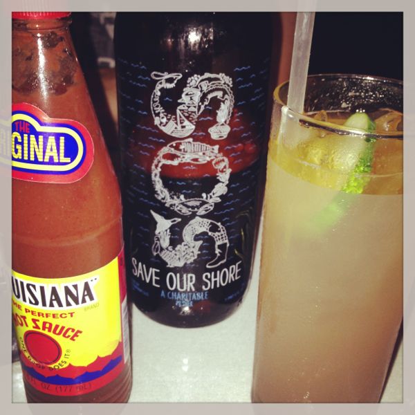 hot sauce, SOS beer, Pimm's